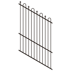 ProtectorAl 350 - 1200 x 1800mm Black Satin Raked 16-30º Loop And Spear Top Pool Fence Panel - Black