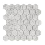 Decor8 Tiles 300 x 302 x 10mm White Marble Bianco Carrara Hexagon Mosaic Tile