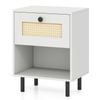 Costway Rattan Nightstand Boho Bedside Sofa Side Drawer Shelf Metal