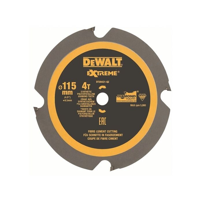 DeWALT Extreme 115mm x 4T PCD Fibre Cement Sheet Circular Saw Blade
