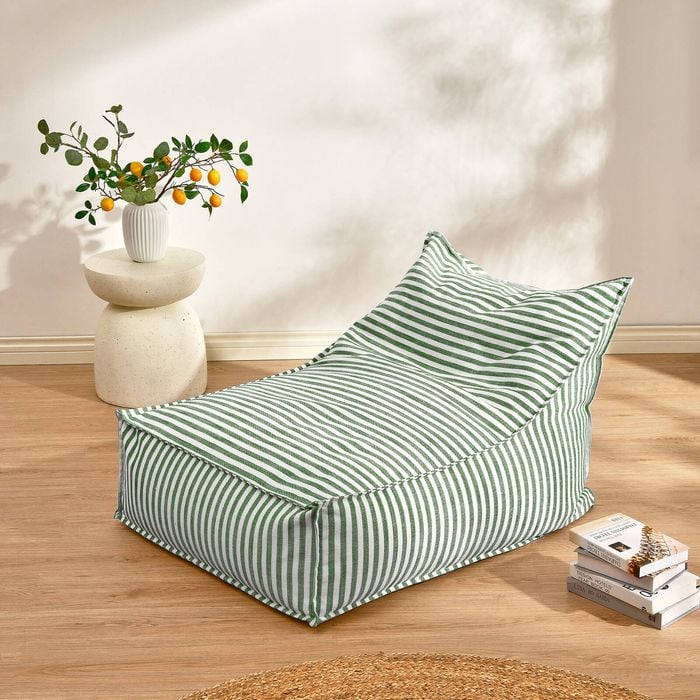 Cadence & Co. Oscar Faux Linen One Seater Bean Bag Lounge Cover Olive