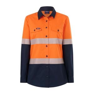 Citeco Size 12 Orange/Navy Womens Long Sleeve Shirt Taped Hi Vis