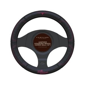 R.m.williams Rmw 15'' Car Leather Steering Wheel Cover Pink 38cm
