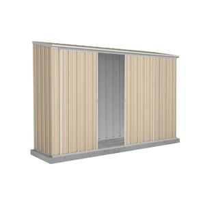 Absco Sheds 3.0 x 0.78 x 1.95m Classic Cream Ezislider Double Sliding Door Garden Shed