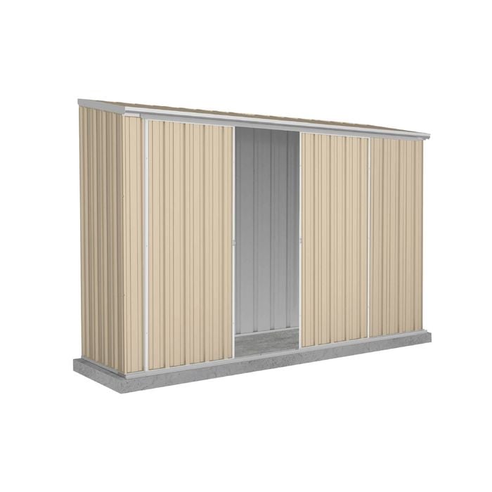Absco Sheds 3.0 x 0.78 x 1.95m Classic Cream Ezislider Double Sliding Door Garden Shed