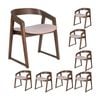 Mattia 8pc Set Dining Chair Mauve Pink Fabric Seat Walnut