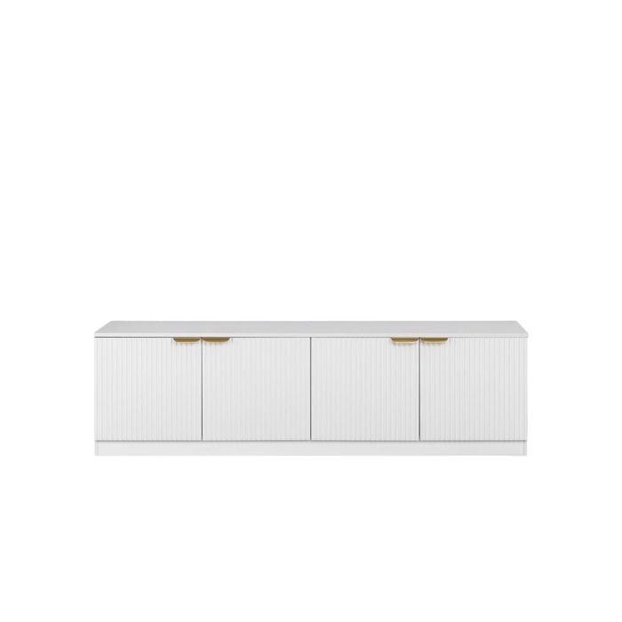 European Cabinetry Fluted Pull Brass Bucharest TV Unit White