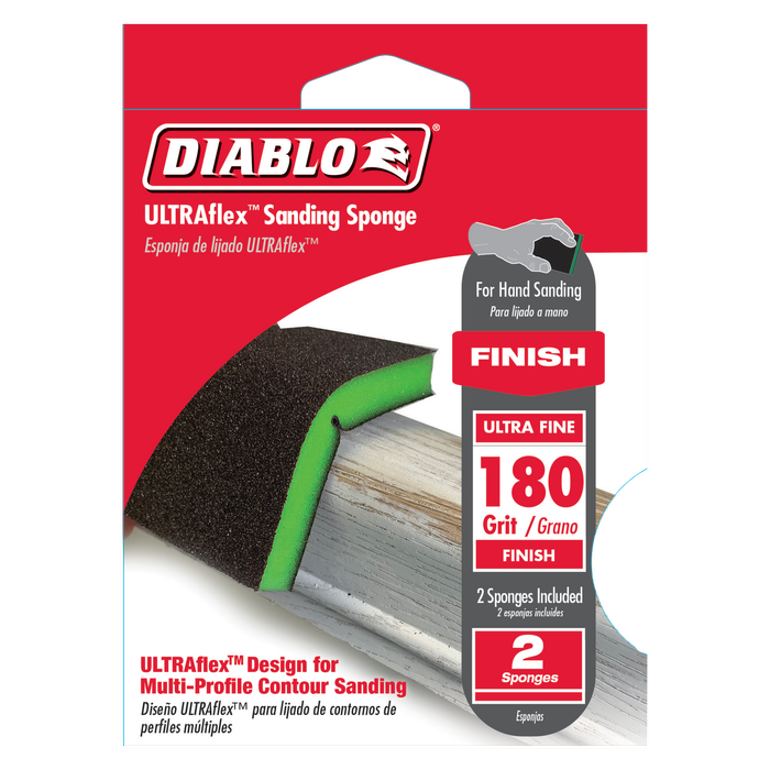 Diablo 180 Grit Flex Pad Finishing Sanding Sponge - 2 Pack