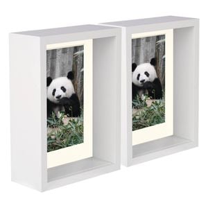 Nicola Spring 5" X 7" White 3d Deep Box Photo Frames - 4" X 6" Mount - Pack Of 5