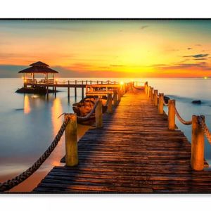 Wooden Pier Between Sunset  Print 100% Australian Made 90x60cm  (Poster)