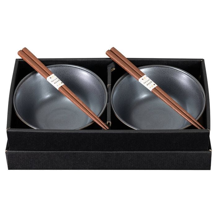 Omotenashi Tetsu Kesho Set of 2 Donburi Bowls & Chopsticks