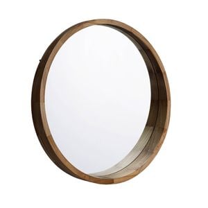 Furb Wooden Wall Mirrors Flat Round Makeup Mirror Bathroom Home Decor 80CM