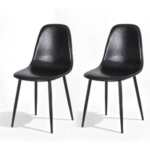1 Set of 2 Artiss Dining Chairs PU Leather Black