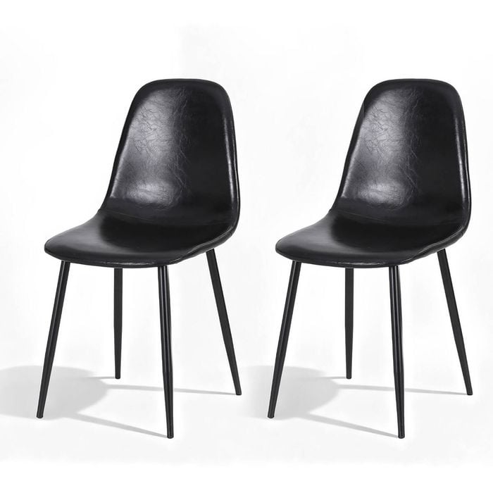 1 Set of 2 Artiss Dining Chairs PU Leather Black