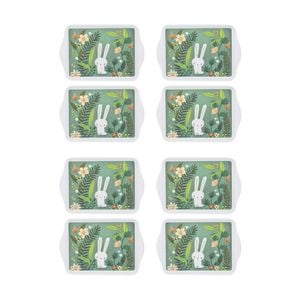 4x 2pc Ashdene Playful Bunnies Green Garden Scatter Tray Serveware Set