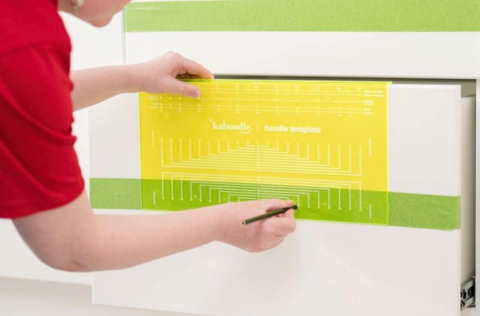 Mark the handle positions using a handle drilling temp 