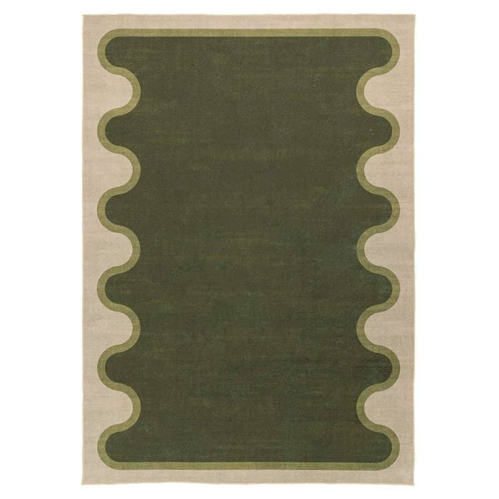 Loopsie-290cm X 200cm-kumu Green And Beige Washable Rug
