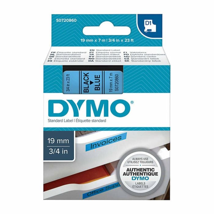 Dymo Black On Blue 19mmx7m Tape