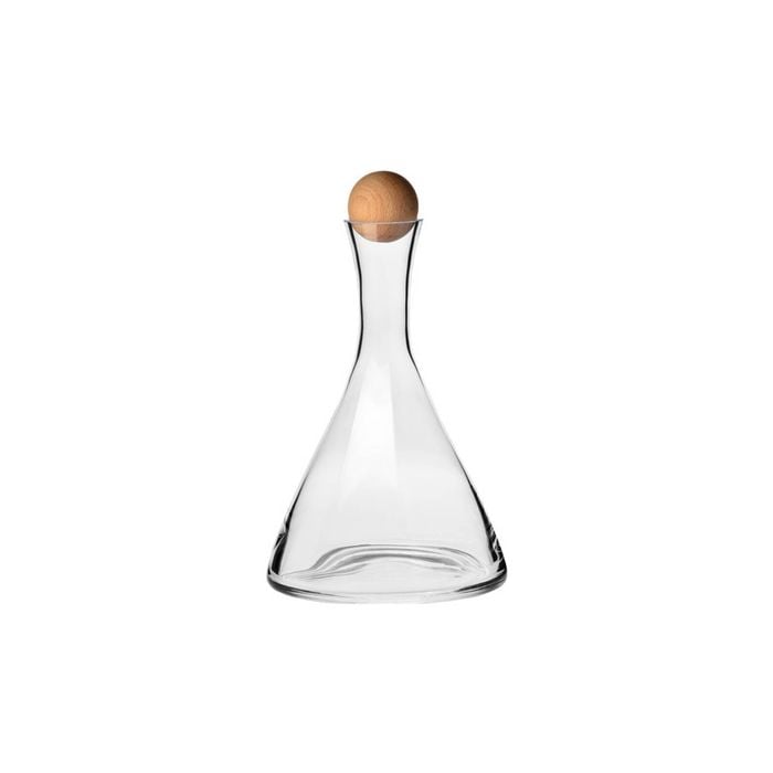 Krosno Connoisseur 1L Wine Decanter Glass w/ Beechwood Stopper - Clear