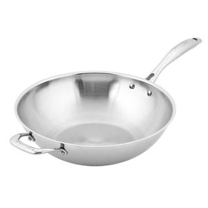 Scanpan 32cm Stainless Steel Wok Stir Fry Round Induction Frypan Cookware Silver