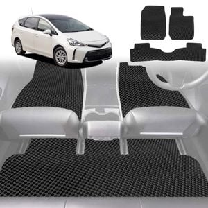 6D Diamond Car Floor Mats for Toyota Prius V 2012-2021-Ultimate Set-Black-Outback GT