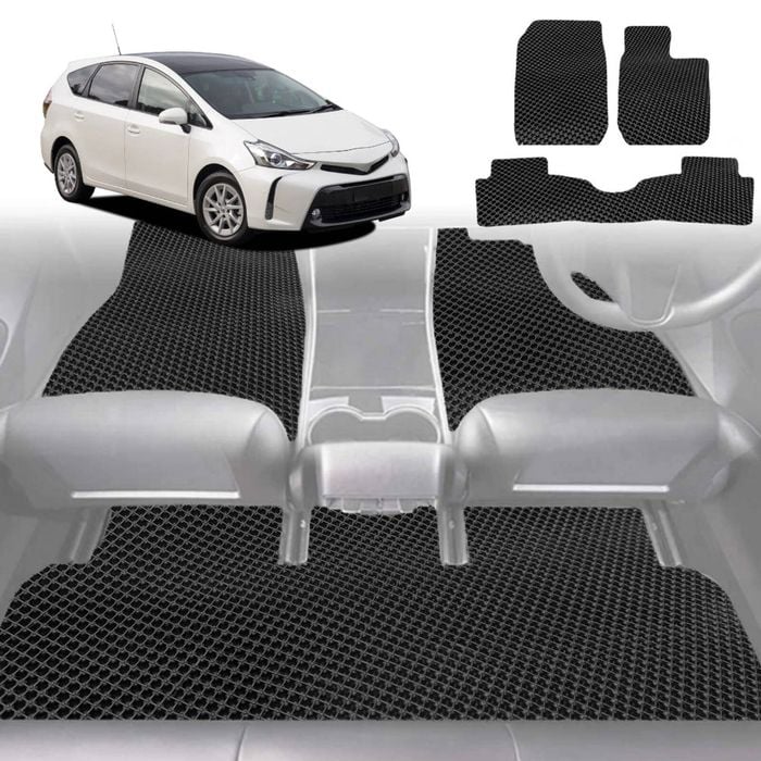 6D Diamond Car Floor Mats for Toyota Prius V 2012-2021-Ultimate Set-Black-Outback GT