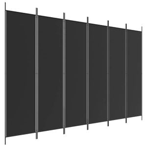 vidaXL 6-Panel Room Divider Black Fabric Privacy Screen Room Separator Folding