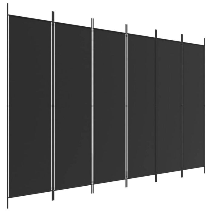 vidaXL 6-Panel Room Divider Black Fabric Privacy Screen Room Separator Folding