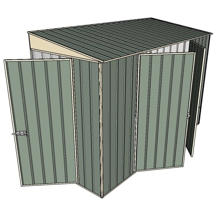 Build-A-Shed 1.2 x 3.0 x 2.0m Tunnel Shed Tunnel Hinged Door with 2 Hinged Side Doors - Green