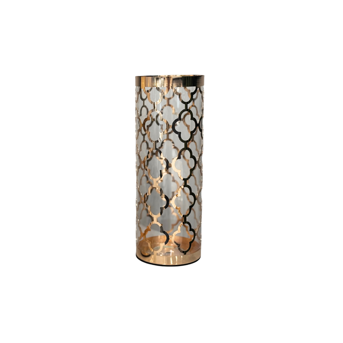 Elegant Collections Large Gold Ava Metal Frame Glass Vase