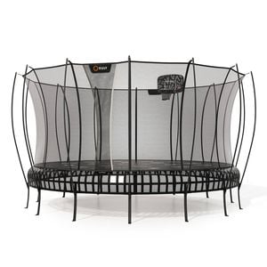 VULY Thunder 2 Jumbo 17.5ft Springless Trampoline with Enclosure - Round Kids Trampolines Bundle With Basketball Hoop