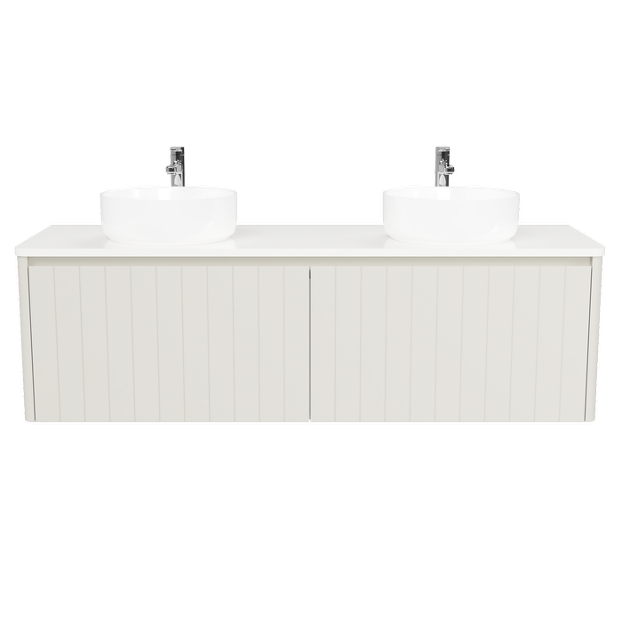 New England Joinery 1500mm Noble Double Basin SilkSurface Top Wall Hung Vanity