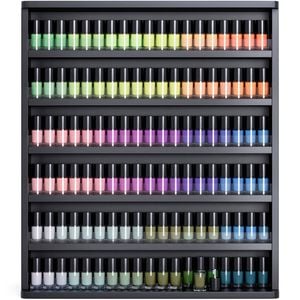 Ufurniture Wall Mount Nail Polish Organizer 6-Tier Wood Paint Display Stand w/Acrylic Baffle Black