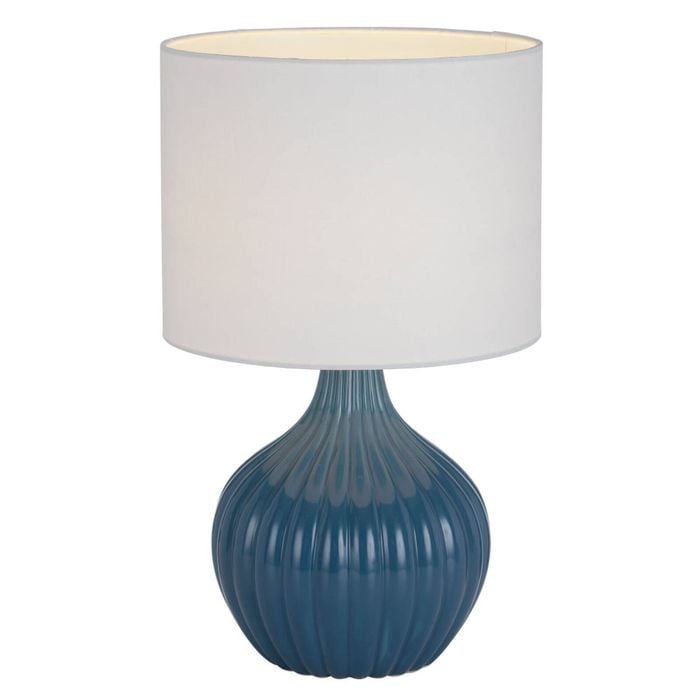 Telbix Nord Modern Table Desk Lamp Light Fabric Ceramic Blue White Gloss
