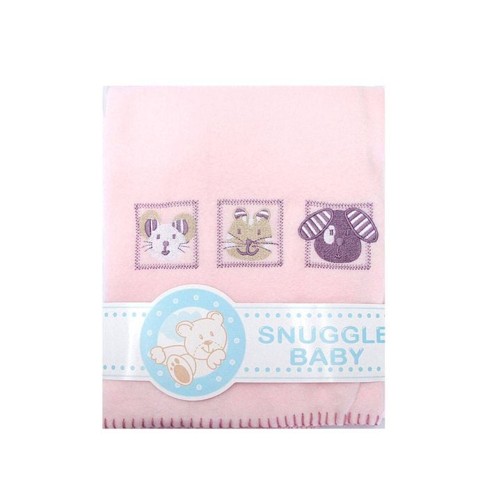 Bloomington Animal Pink Embroidered Polar Fleece Baby Blanket 80 x 100 cm