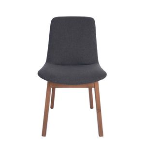 SK Designer Living | Cozy Upholstered Dining Chair | Walnut Legs - Dark Grey Fabric