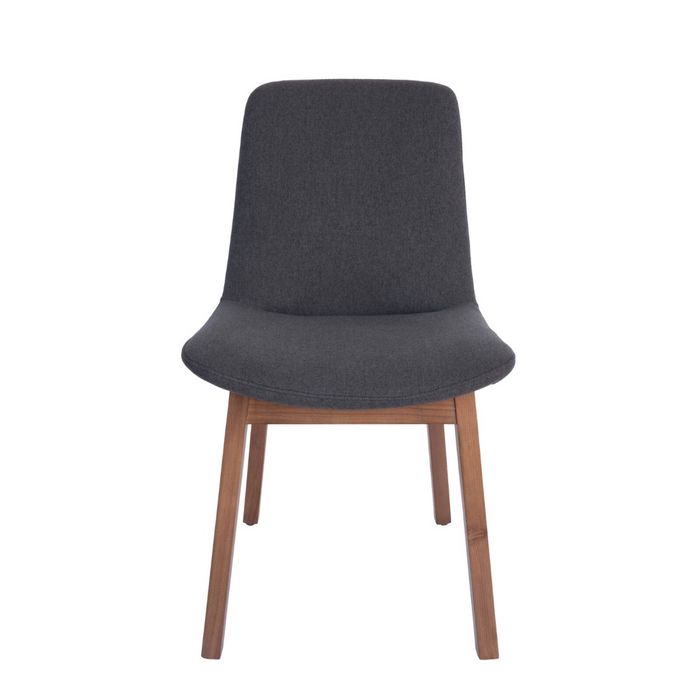 SK Designer Living | Cozy Upholstered Dining Chair | Walnut Legs - Dark Grey Fabric