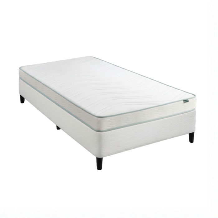 Zinus Single White Fabric Bed Base & Bonnell Spring Mattress Set, Essential Inner Spring