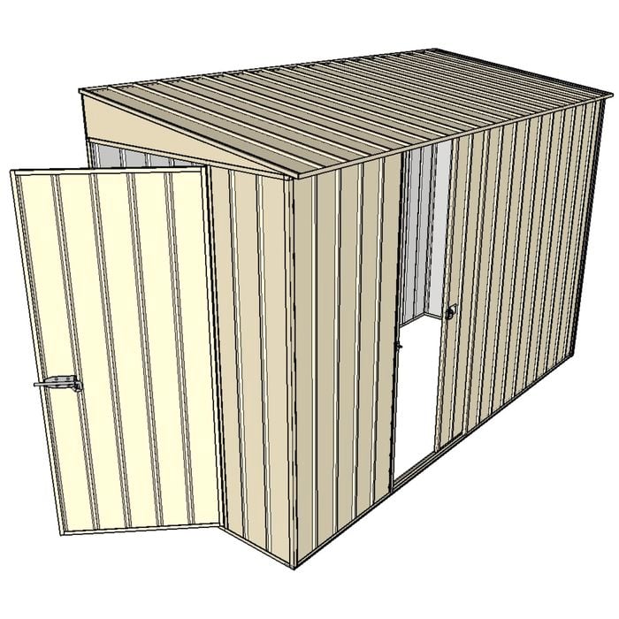 Build-A-Shed 1.2 x 3.0 x 2.0m Skillion Single Sliding Side Door Shed - Cream