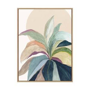 Artey | Sunny Bright Leaves II - Framed Canvas - Natural Frame - 120 x 160cm