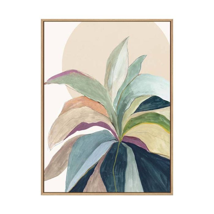 Artey | Sunny Bright Leaves II - Framed Canvas - Natural Frame - 120 x 160cm