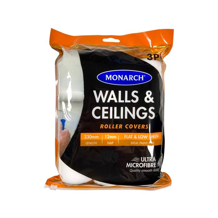 Monarch 230mm Walls & Ceilings Ultra Microfibre Roller Cover - 3 Pack