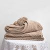 CottonMore New Acrylic Chenille Tassel Knitted Blanket Bed Sofa Throw Rug 130x160cm - Beige Apricot