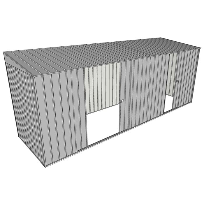 Build-a-Shed 1.5 x 5.2 x 2m Double and Single Sliding Side Door Skillion Shed - Zinc