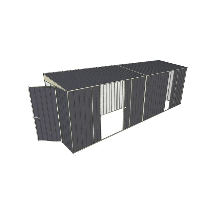Build-a-Shed 1.5 x 6 x 2m Skillion Double and Single Sliding Side Doors Shed - Grey