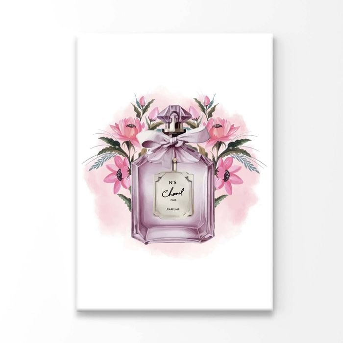 Pink Purple Perfume with Flowers Print 100% Australian Made 60x90cm (Stretched Canvas)