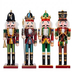 P&P Red Gold Silver 30cm Wooden Nutcracker Soldiers Christmas Decor Set of 4