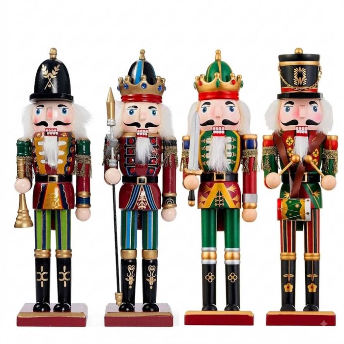 P&P Red Gold Silver 30cm Wooden Nutcracker Soldiers Christmas Decor Set of 4