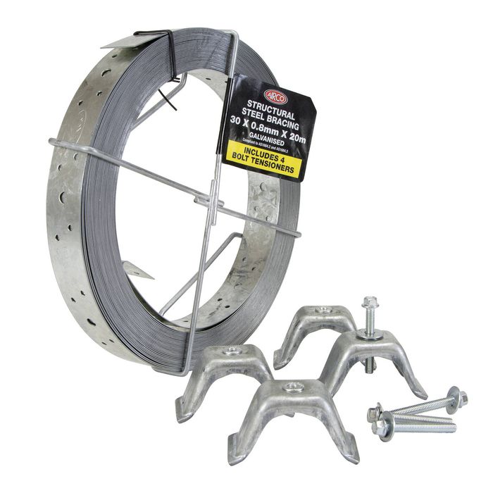 Airco 30 x 0.8mm x 20m Structural Galvanised Strapping & Tensioner Pack
