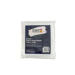 Paint Partner 2.6 x 3.6m Clear Plastic Drop Sheet - 8 Pack